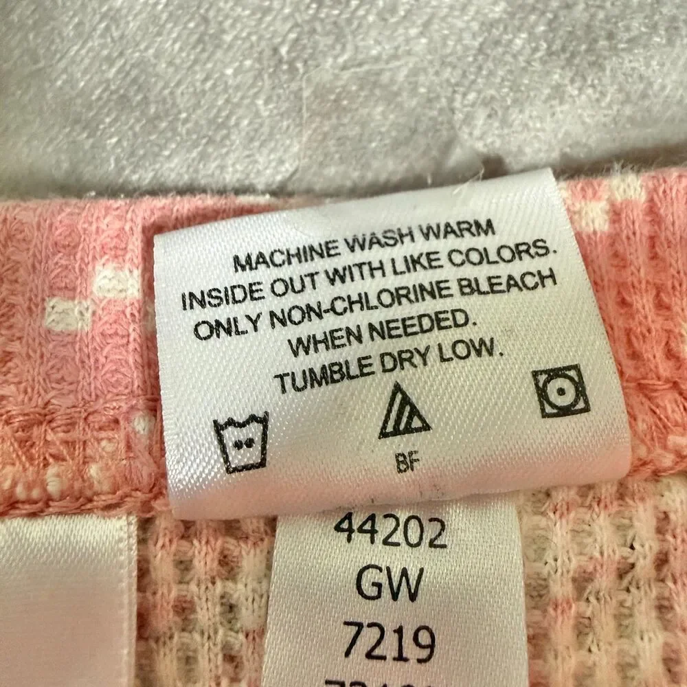 Hanna Andersson pajama set girls 130/8 pink fair isle waffle knit organic cotton
